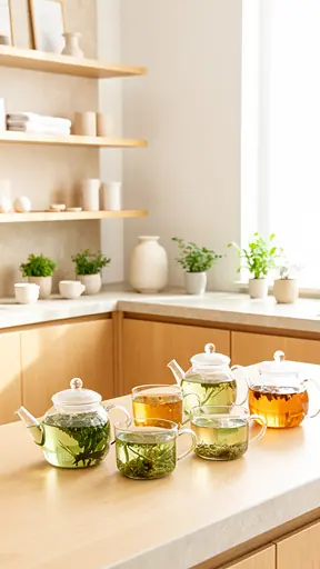 cuisine minimaliste après cuisson lumière naturelle douce ambiance chaleureuse et calme