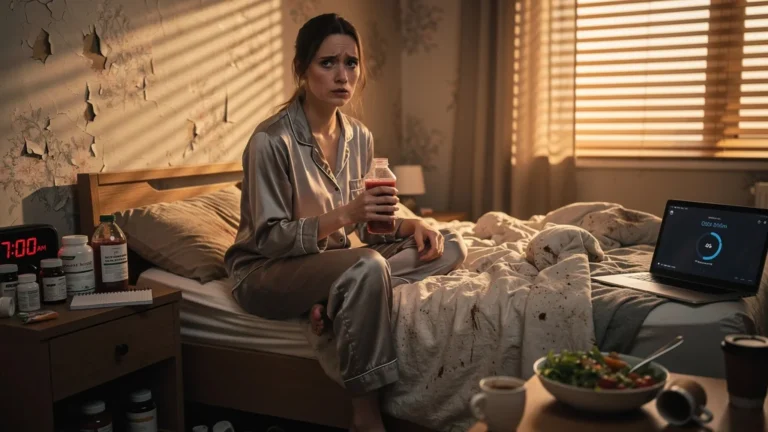 Femme fatiguée après un week-end détox face aux conséquences de six mois de nuits tardives