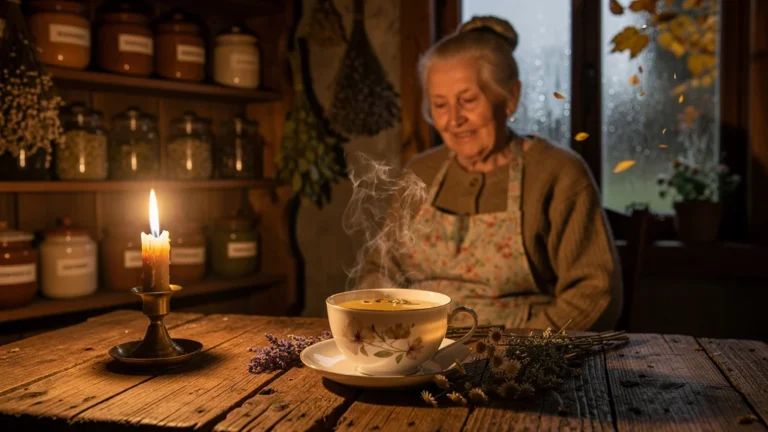 Tisane de tilleul maison dans une cuisine rustique pour un sommeil profond de 9 heures